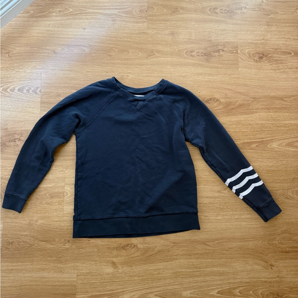 Sol Angeles Navy Sleeve Stripe Crewneck Sweatshirt size S